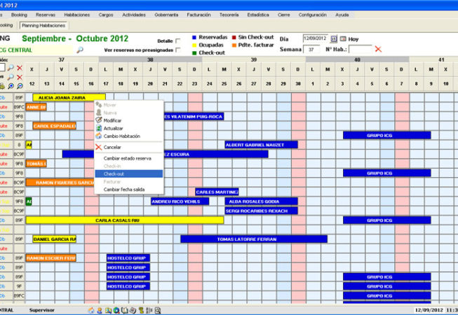 FrontHotel - Pantalla de planning