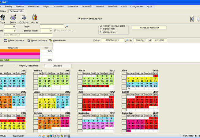 FrontHotel - Pantalla de precios y contratos