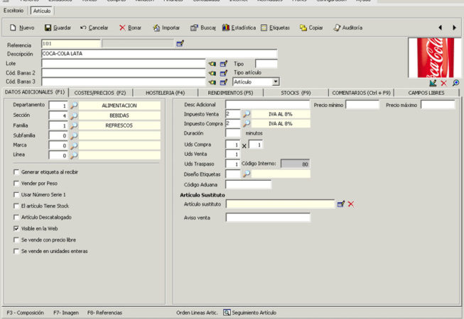 ICGManager - Pantalla ficha artículo